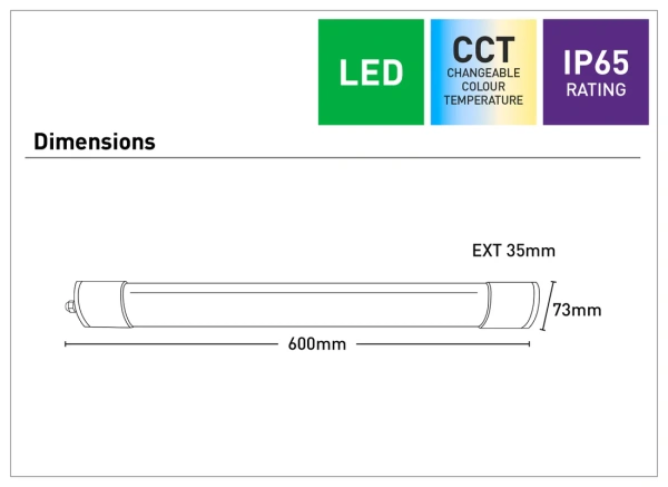 Batten Light Cody Linkable 20W LED 6.5K L60 IP65 WHT Batten Light Cody Linkable 20W LED 6.5K L60 IP65 WHT
