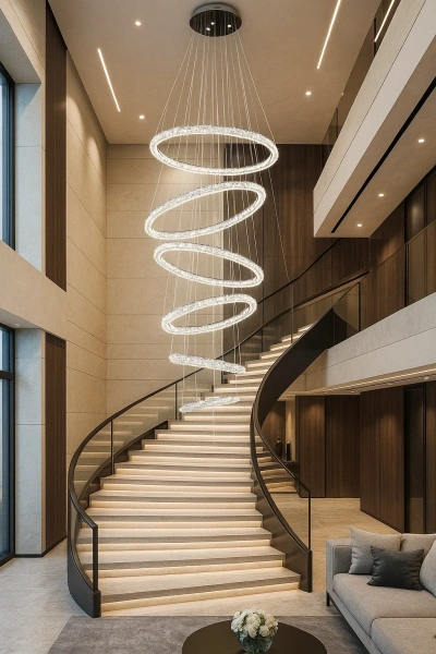 Pendant lamp Argus Crystal Ring 6 LED 93W CHR Remote