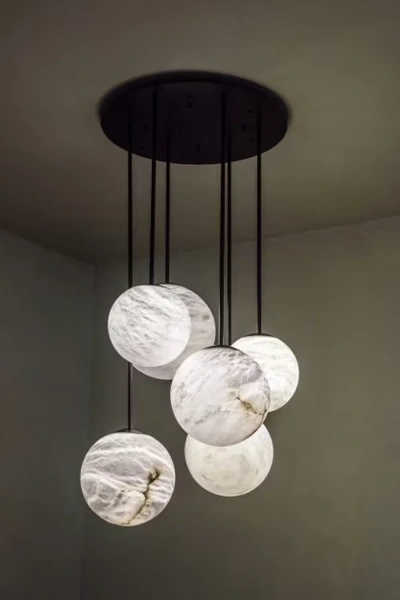 Pendant lamp Molina P5 Alabaster Spanish Marble G9 BRS