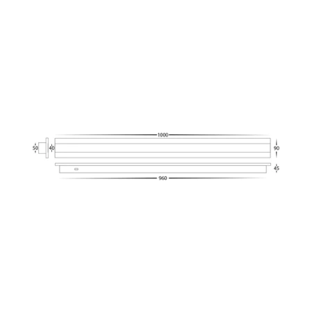 Wall light Barline LED 30W Tricol IP65 100cm BLK