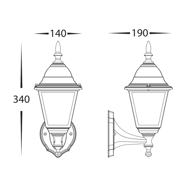 Wall Light Newark E27 8W HV3551W-BLK