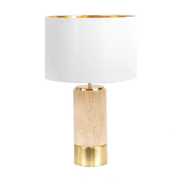 Table Lamp Paola Travertine White Shade