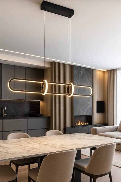 Pendant lamp Aura L1 LED 45W 3CCT L150 BK