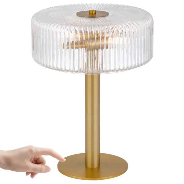 Table lamp Brizo 2x E27 Antique Brass Clear