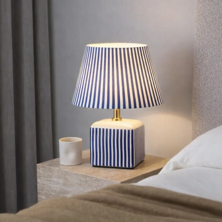 Table lamp Amaris Ceramic E27 Blue Stripe