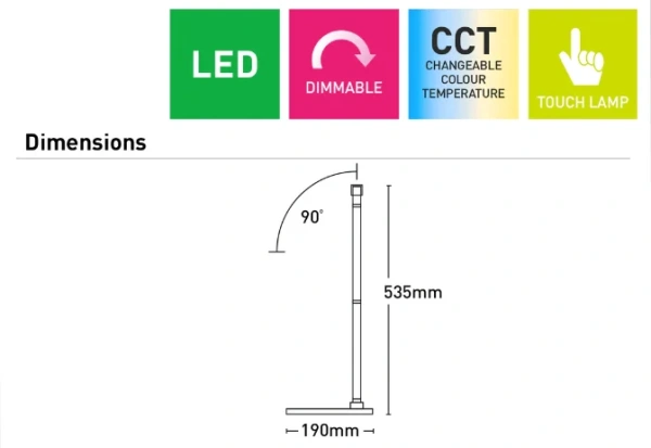 Desk lamp Templestowe LED 12W 4CCT BLK touch Desk lamp Templestowe LED 12W 4CCT BLK touch
