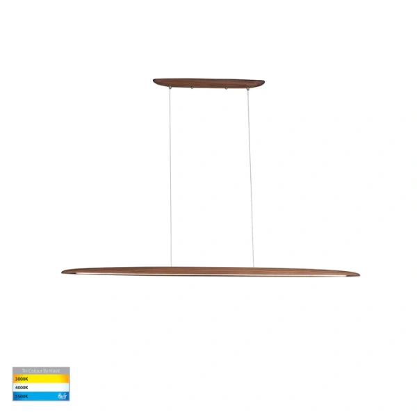 Pendant lamp Noce Walnut Timber L130 LED 20W 3CCT Dim
