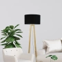Floor lamp EDRA TIMBER w- BLACK COTTON SHADE