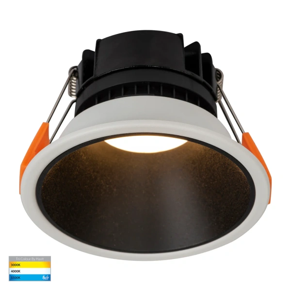 Recessed downlight Gleam WHT with BLK Insert 3CCT Fixed Deep LED 9W IP54 Recessed downlight Gleam WHT with BLK Insert 3CCT Fixed Deep LED 9W IP54