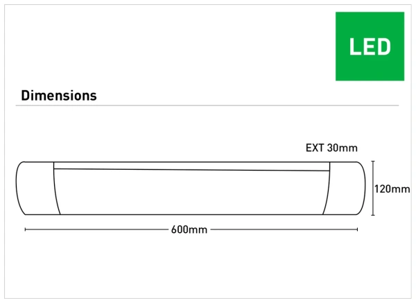 Batten Light Terre LED 25W 4K L60 Batten Light Terre LED 25W 4K L60