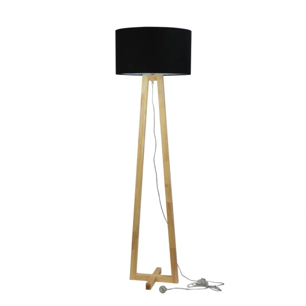 Floor lamp EDRA TIMBER w- BLACK COTTON SHADE