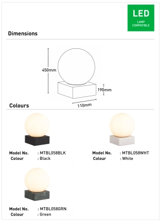 Table lamp Elric E14 BLK 
