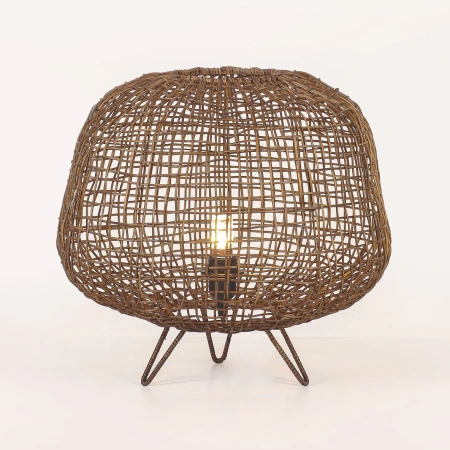 Table lamp Nerina Rattan E27 Brown