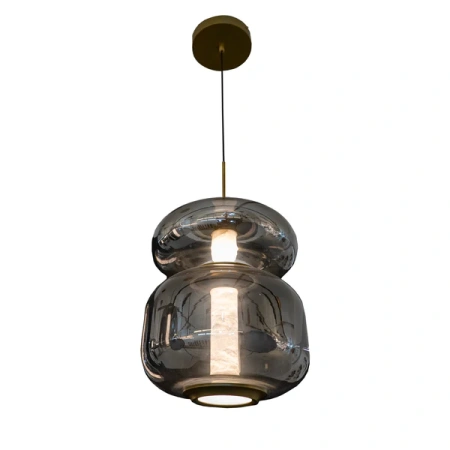 Pendant lamp Pavo LED 18W Alabaster BRS