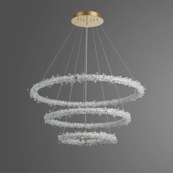 Pendant lamp Glacier  3 Ring K9 Crystal LED 160W 3K Dim GL