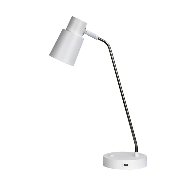 Desk lamp RIK WITH USB WHITE & BRUSHED CHROME Desk lamp RIK WITH USB WHITE & BRUSHED CHROME