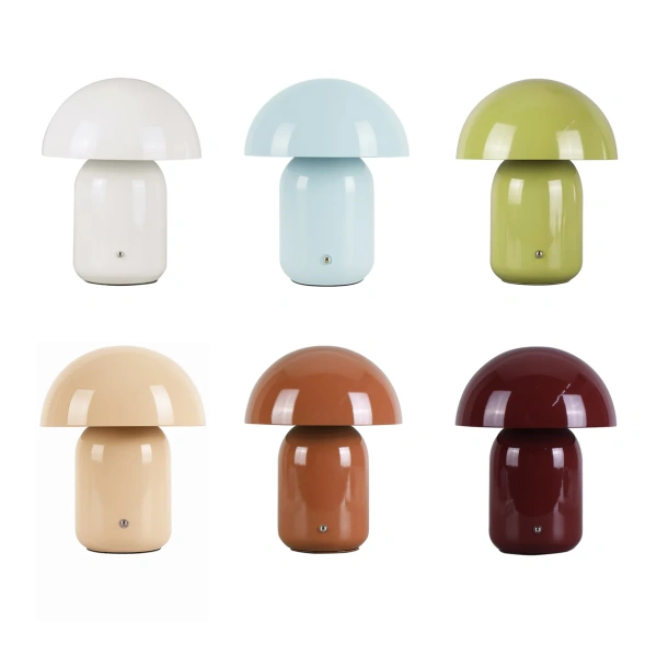 Table Lamp Mushroom LED CCT Dim Rechargeable Brick Red