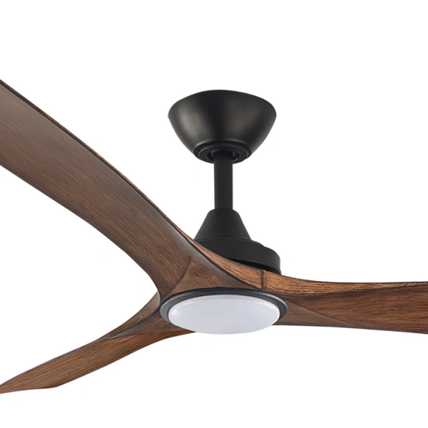 Ceiling fan Spitfire DC D52 Black Base Koa Blades 18w LED Light
