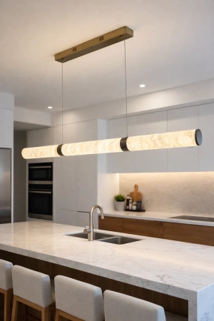 Pendant lamp Aragon Linear Alabaster Spanish Marble L150 LED 40W CCT Dim BRS with remote