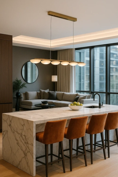 Pendant lamp Miraflores Alabaster Spanish Marble L120 LED 30W CCT Dim BRS