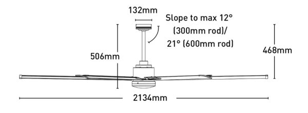 Ceiling fan Rhino 6B D84 DC Motor with Remote WH