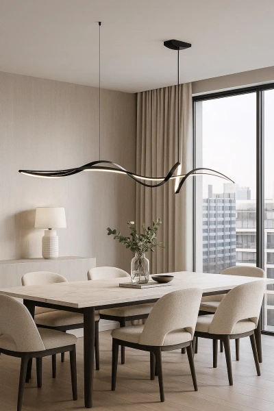 Pendant lamp Famous linear 2 P1 LED 20W 3K L1200 BK