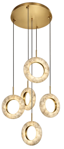 Pendant lamp Carinena P5 Alabaster Spanish Marble LED 40W CCT Dim BRS