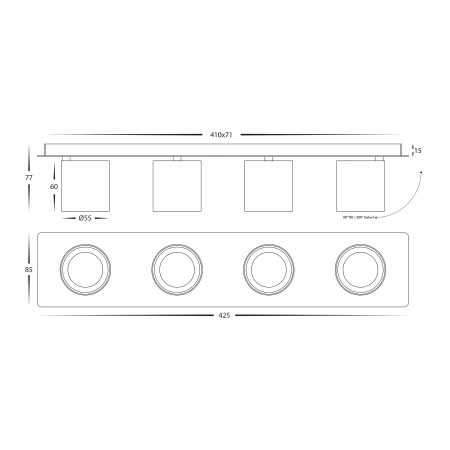 Wall light Sbarra Bar 4 Light 3CCT BLK