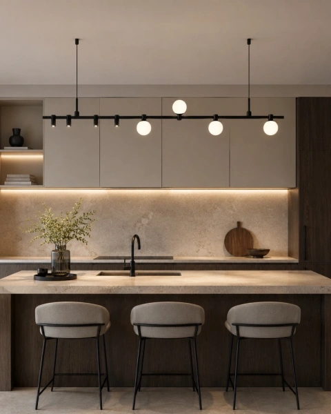 Linear pendant Luma track Modern 6 2M LED 52W 3K Dim 0-10V BLK