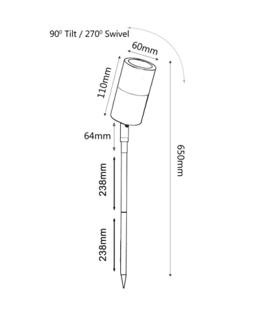 Spike light MR16 Single Adjustable Head IP65 COP