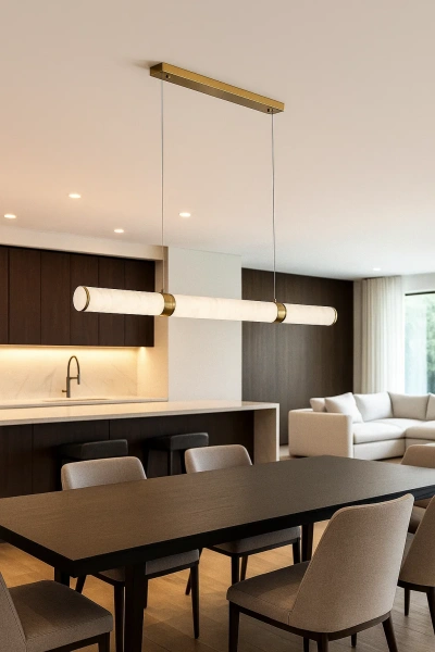 Pendant lamp Aragon Linear Alabaster Spanish Marble L150 LED 40W CCT Dim BRS