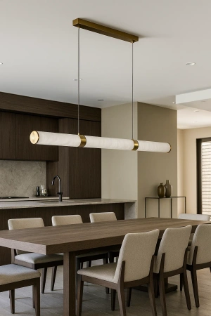 Pendant lamp Aragon Linear Alabaster Spanish Marble L150 LED 40W CCT Dim BRS with remote