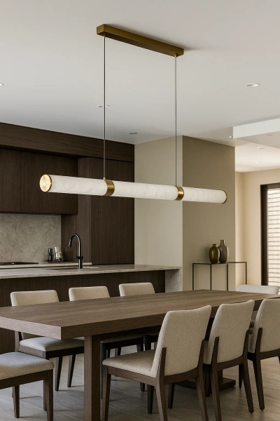 Pendant lamp Aragon Linear Alabaster Spanish Marble L150 LED 40W CCT Dim BRS