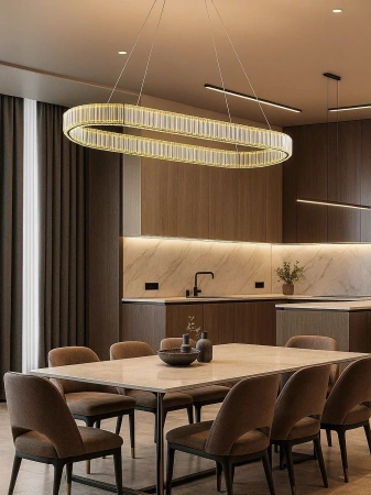 Pendant lamp Crystal Ring Oval LED 30W 3CCT L120 BRS Display