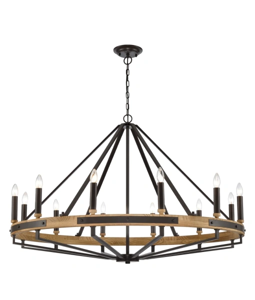Pendant lamp FUNALE Candelabra L12 Natural Wood and Bronze Pendant lamp FUNALE Candelabra L12 Natural Wood and Bronze