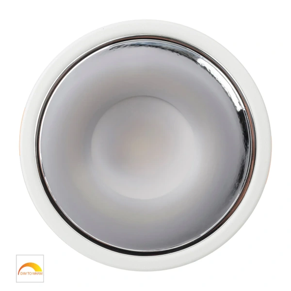 Recessed downlight Gleam WHT with Chrome Insert Fixed Dim to Warm LED 9W IP54 Recessed downlight Gleam WHT with Chrome Insert Fixed Dim to Warm LED 9W IP54