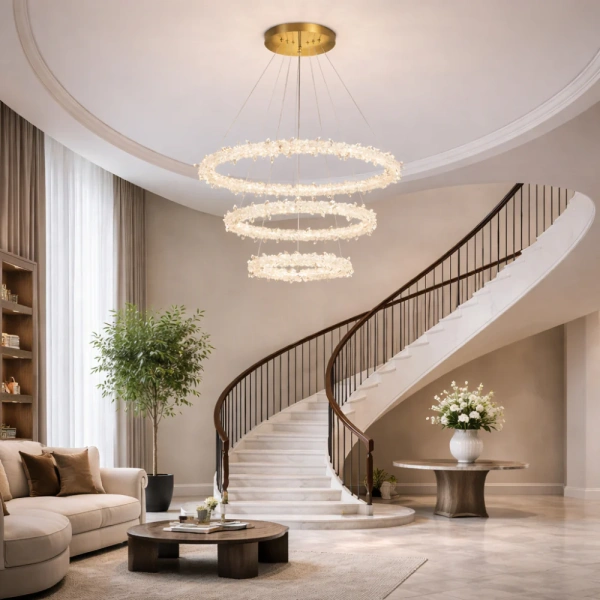 Pendant lamp Glacier  3 Ring K9 Crystal LED 160W 3K Dim GL