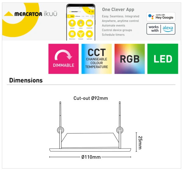 Downlight Walter LED 10W D110 Smart Wi-Fi RGB CCT Downlight Walter LED 10W D110 Smart Wi-Fi RGB CCT