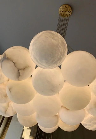 Pendant lamp Molina S19 Alabaster Spanish Marble G9 BRS