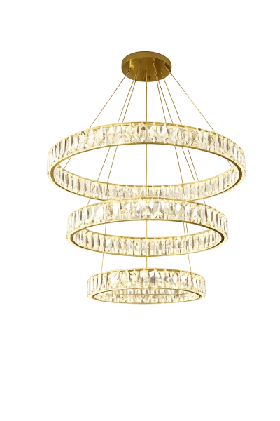 Pendant lamp Crystal Ring 3 BRS 90W Remote Dim