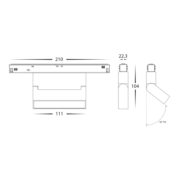 Track opal spotlight HCP-1029106 BK 48V 6W