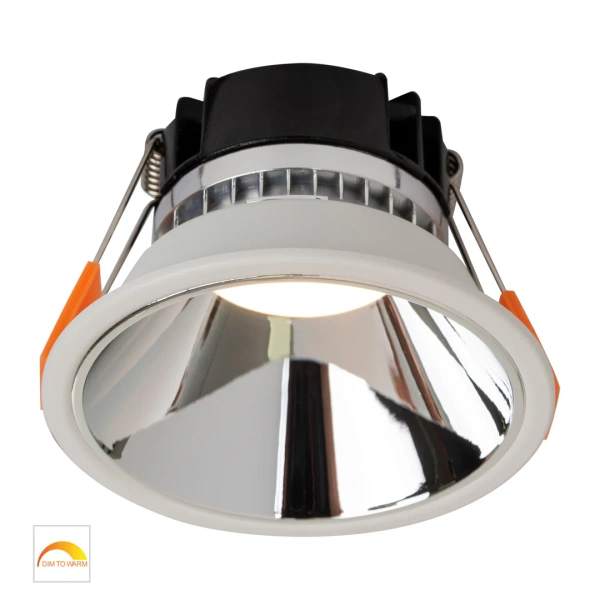 Recessed downlight Gleam WHT with Chrome Insert Fixed Dim to Warm LED 9W IP54 Recessed downlight Gleam WHT with Chrome Insert Fixed Dim to Warm LED 9W IP54