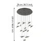 Pendant lamp Paratebueno 17R Birds LED 51W 3K BLK