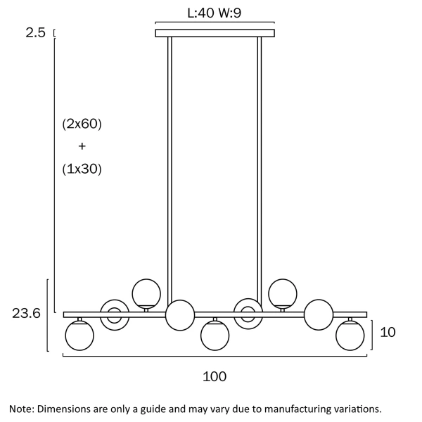 Pendant lamp Moran 9 L1000 BKOP