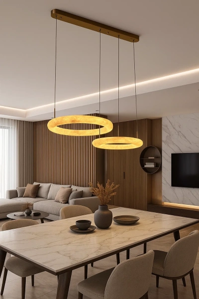 Pendant lamp Aragon 2 Alabaster Spanish Marble LED 40W CCT BRS