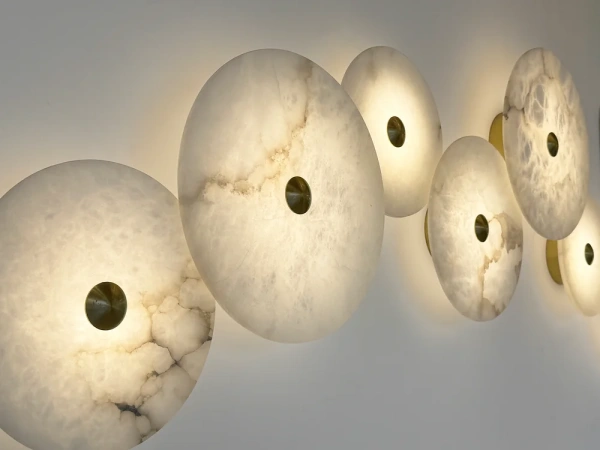 Wall light Zarra Alabaster Spanish Marble D25cm 3CCT BRS