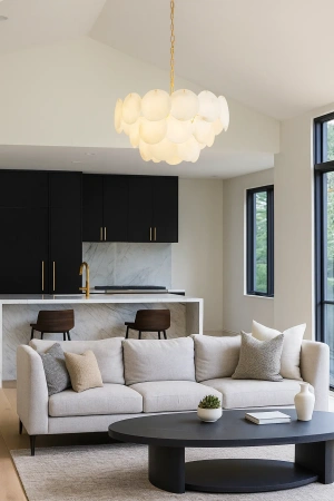 Pendant lamp Moreno S16 Alabaster Spanish Marble D80 BRS