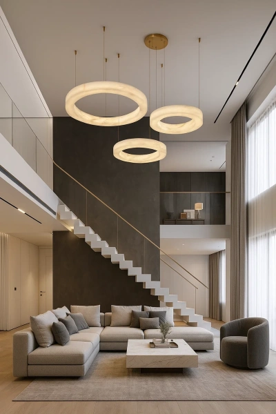 Pendant lamp Manzanera 3 Alabaster Spanish Marble LED 56W CCT BRS