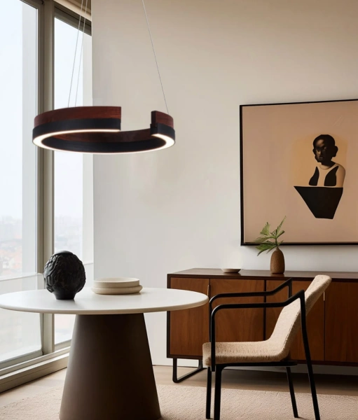 Pendant lamp Orah Walnut Timber D80 LED 60W 3CCT Dim Pendant lamp Orah Walnut Timber D80 LED 60W 3CCT Dim