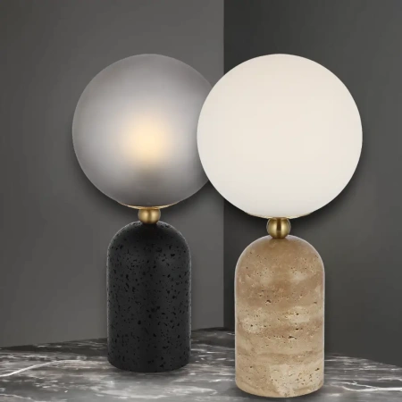 Table lamp GINA E27 D200 H420 SWT BEIGE TRAVERTINE